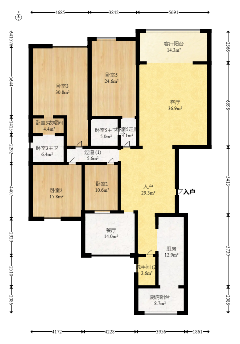 建鸿达华都（华都小户型及大华写字楼）  4室2厅2卫   422.00万室内图1