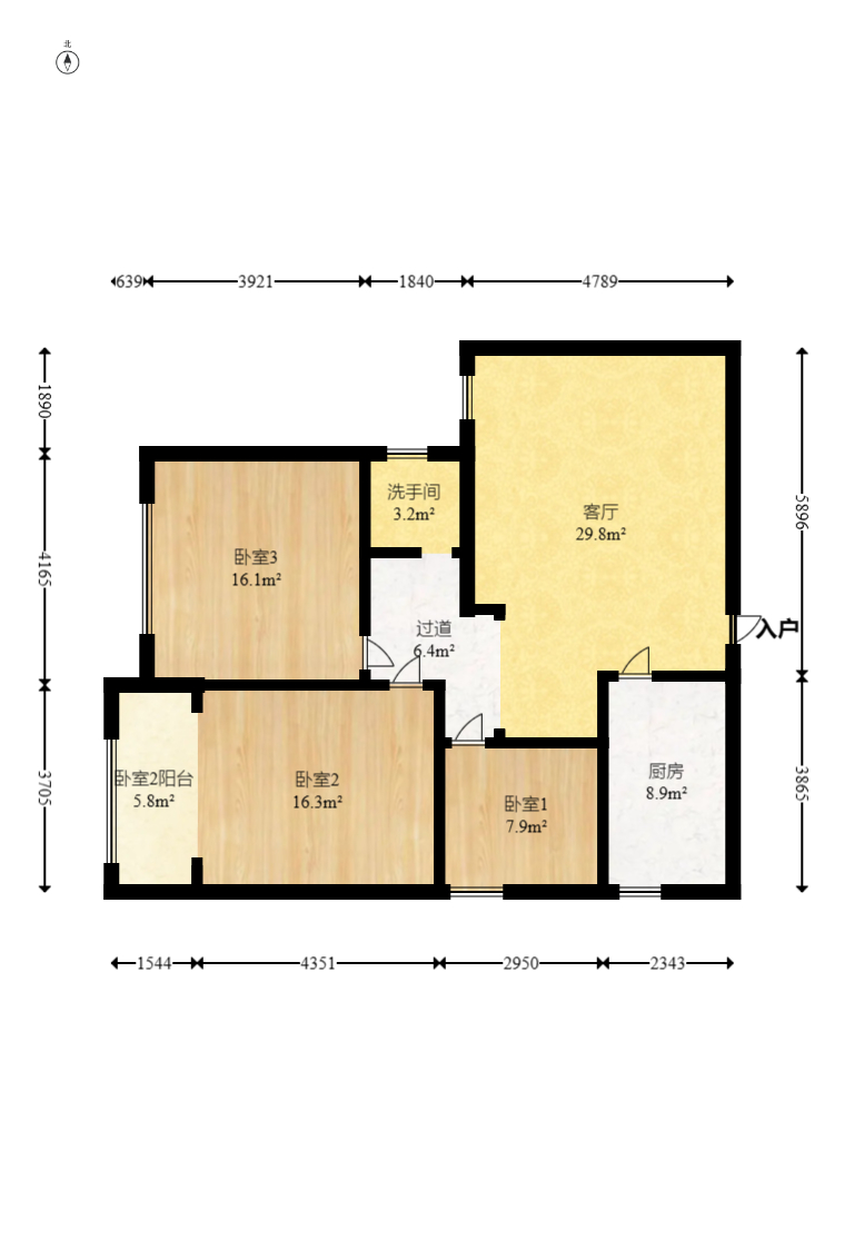 宏泽佳园  3室1厅1卫   158.00万室内图1
