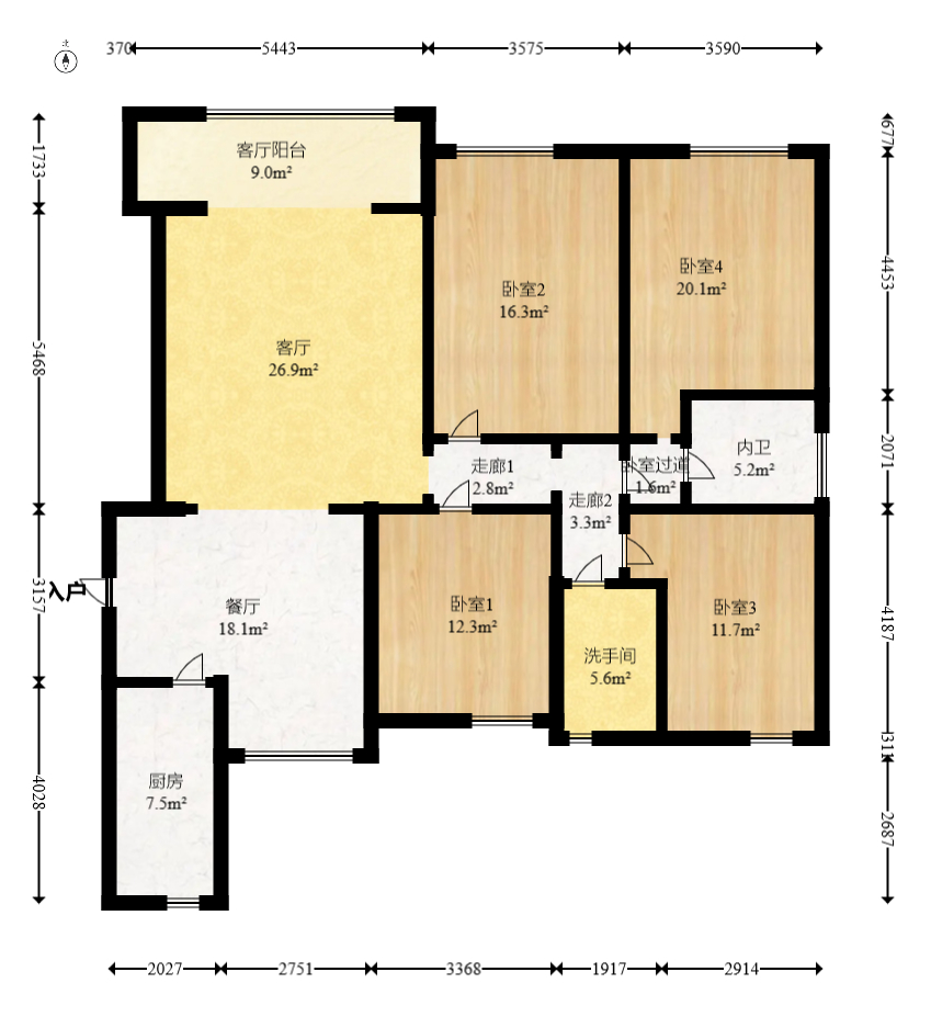 茂华国际湘 4室2厅2卫 167.8万 茂华国际湘 4室2厅2卫 167.8万户型图