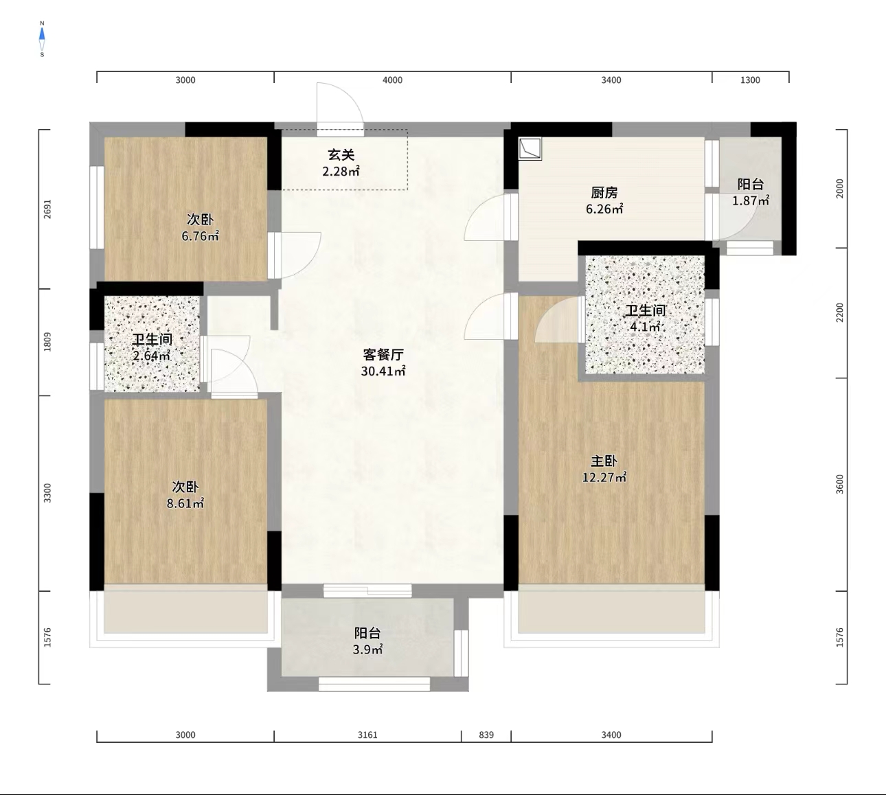 中泰财富湘江 3室2厅2卫 87.0万 中泰财富湘江 3室2厅2卫 87.0万室内图