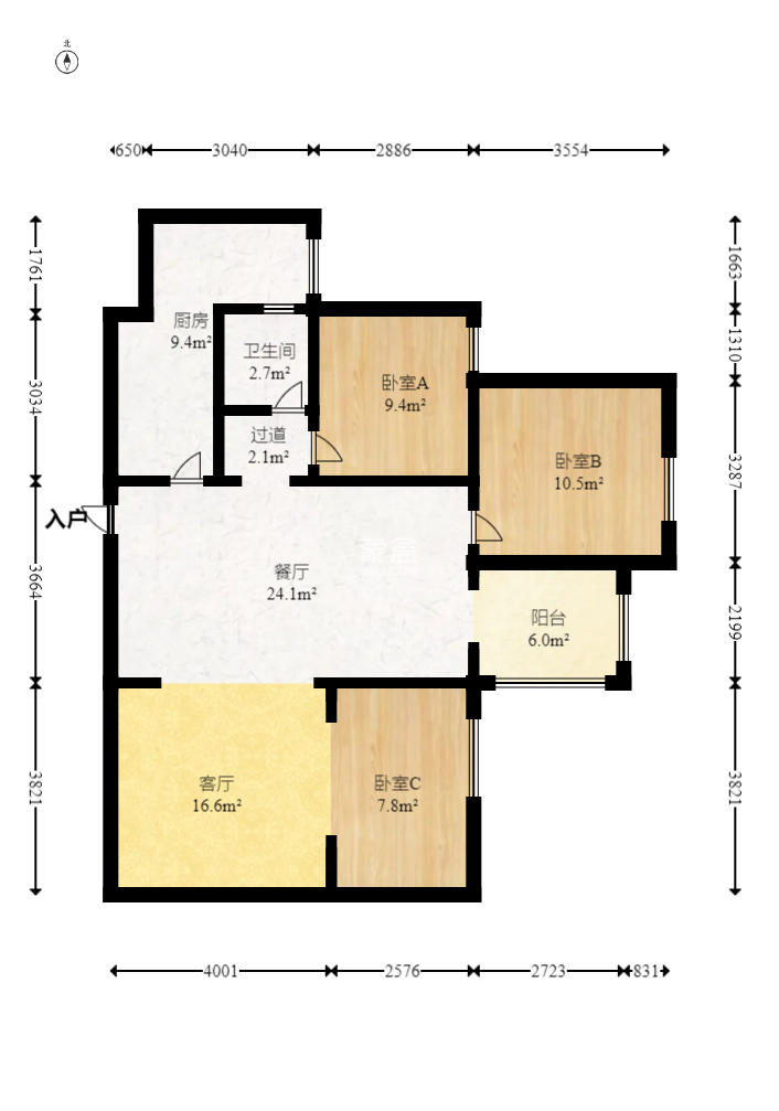 悦湖山  3室2厅1卫    68.0万 悦湖山  3室2厅1卫    68.0万户型图