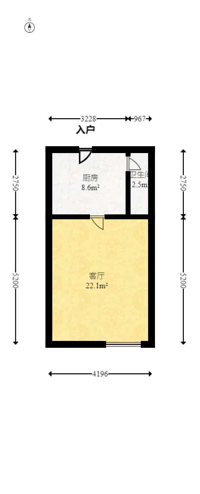 金茂梅溪湖  1室1厅1卫    24.88万室内图1