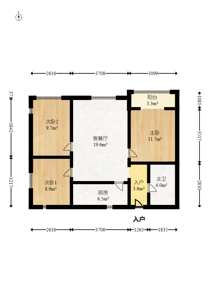 北辰三角洲E4区  3室1厅1卫    111.8万室内图1
