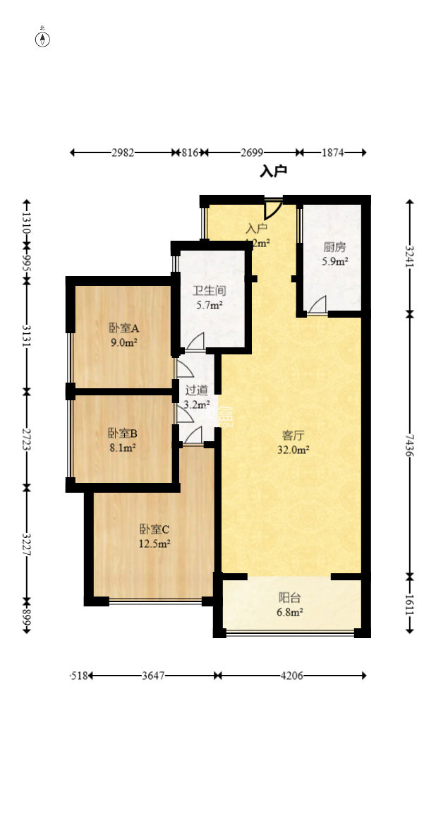 幸福庄园  3室2厅1卫   46.80万
