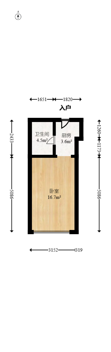 阿舍南2号（花之林大厦）  1室1厅1卫   13.00万室内图1