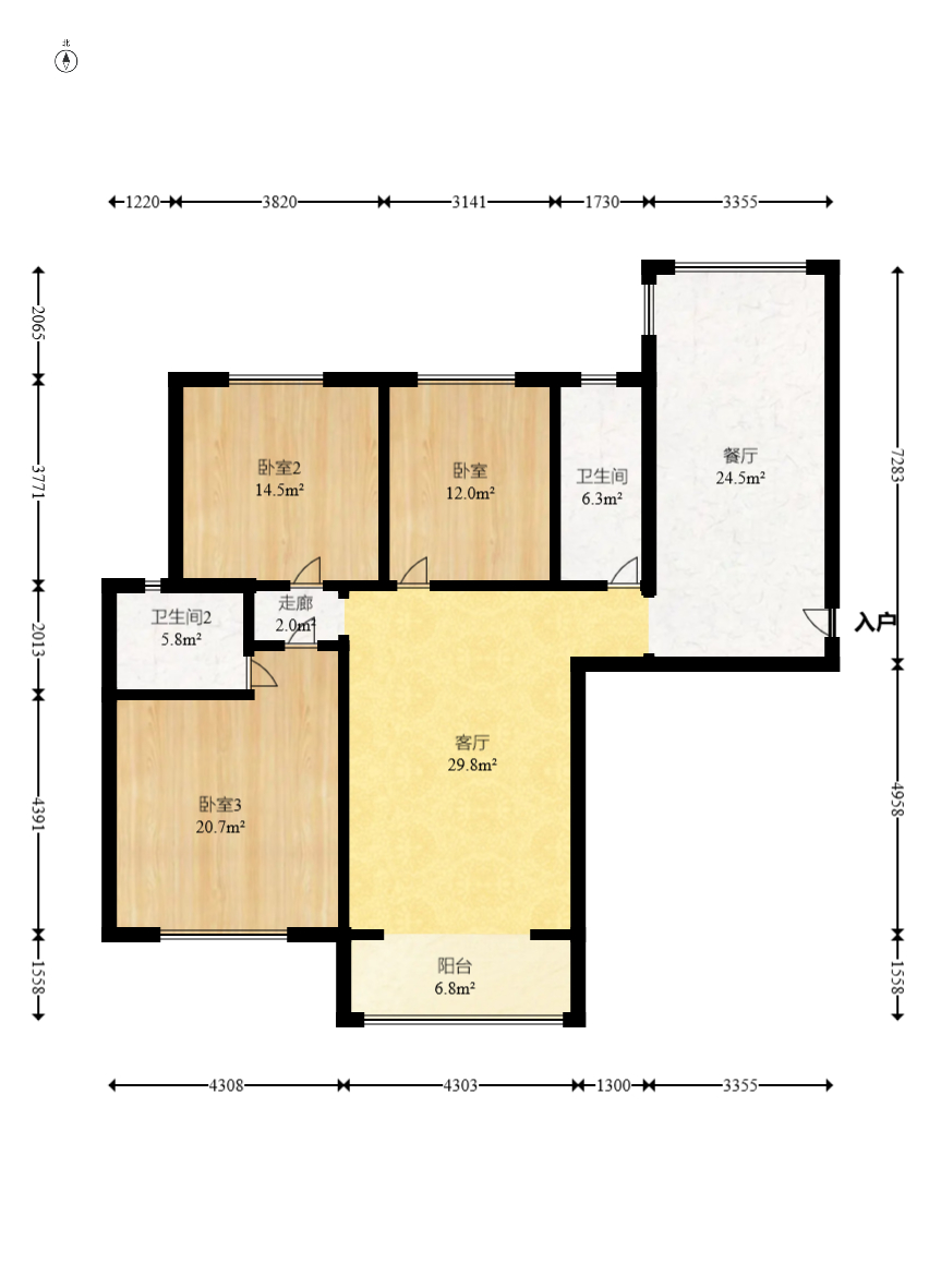 方略潇邦  3室2厅1卫    65.6万 方略潇邦  3室2厅1卫    65.6万户型图
