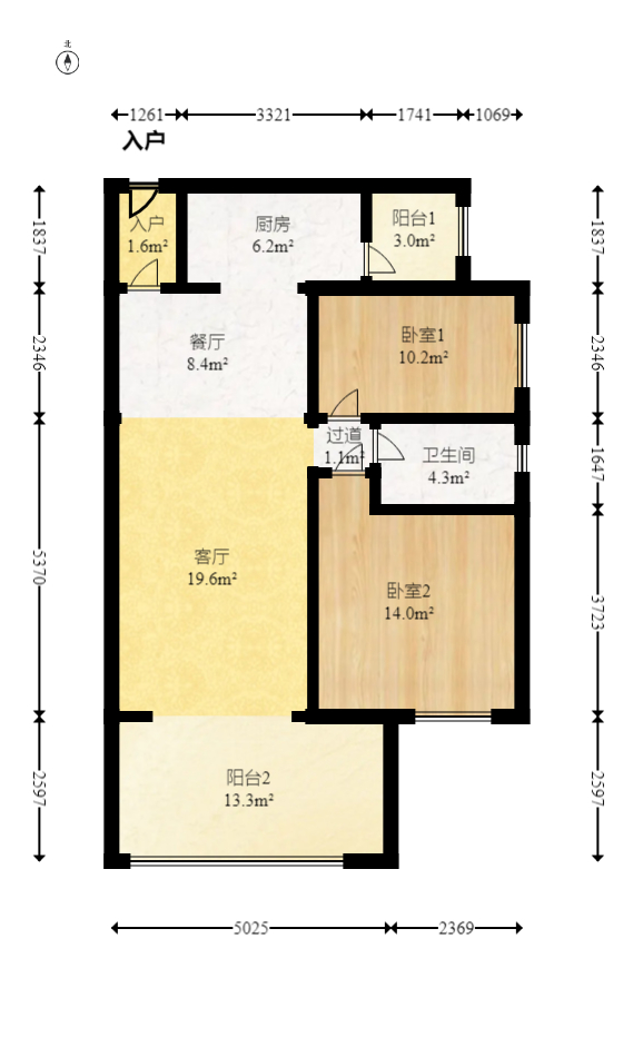 时代倾城三期  2室2厅1卫   68.00万室内图1