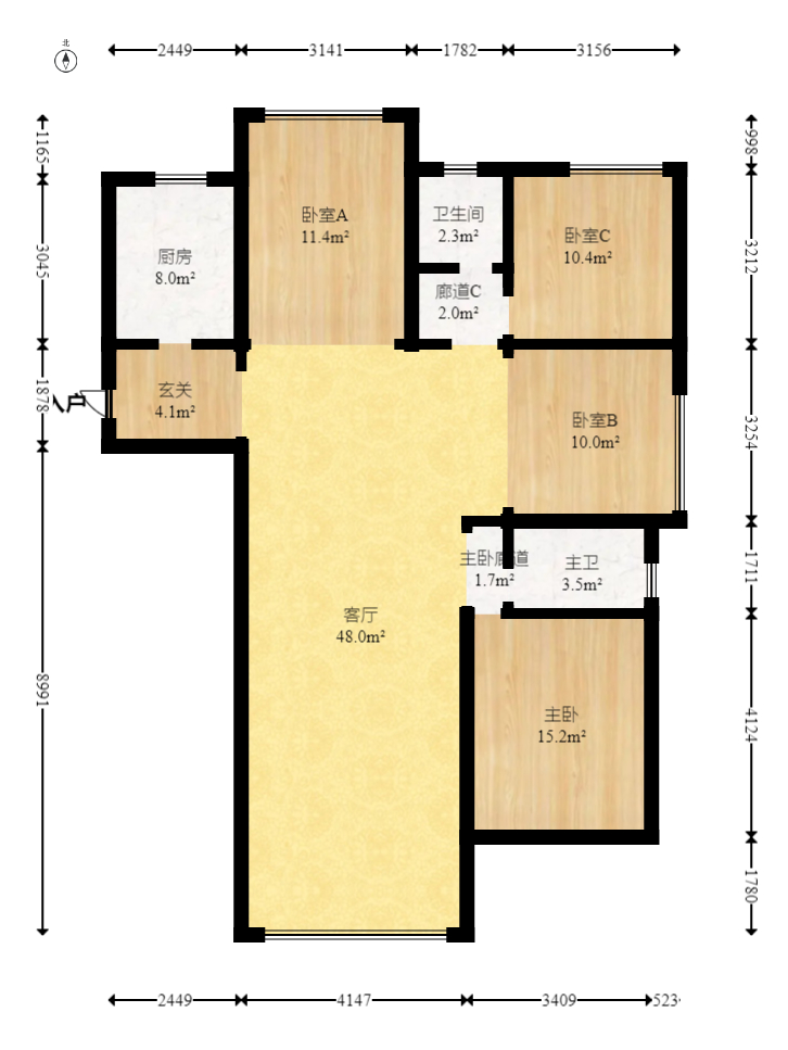 建投象山国际  4室2厅2卫   135.00万室内图1