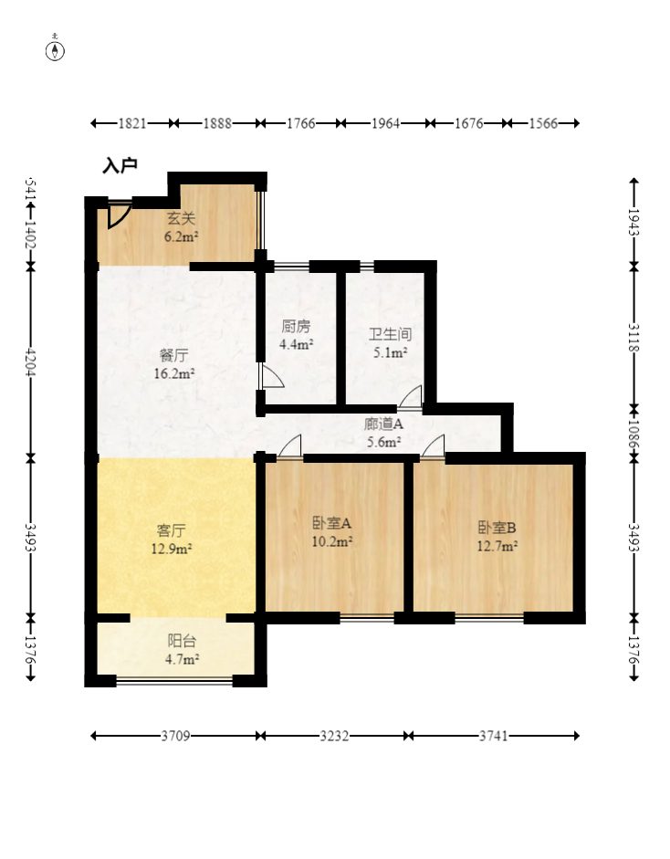 华润橡树湾  3室2厅1卫   103.00万室内图1