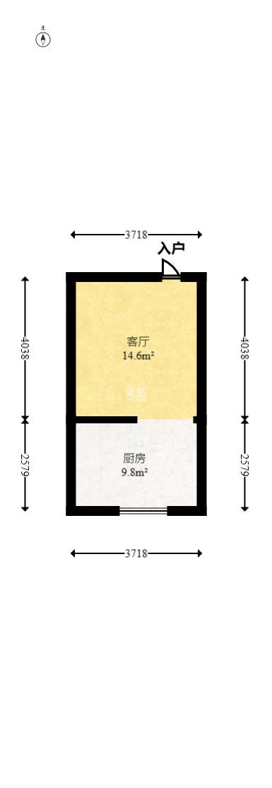 金色loft（鑫秋大厦）  2室1厅1卫   49.80万