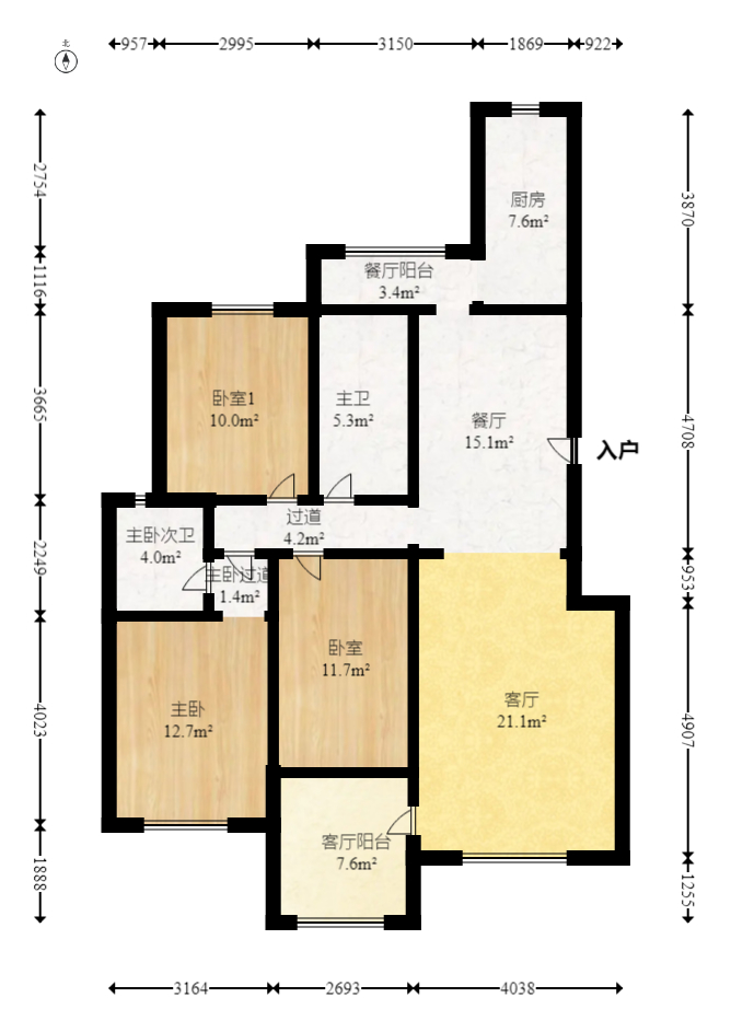 红树湾  3室2厅2卫    83.8万室内图1