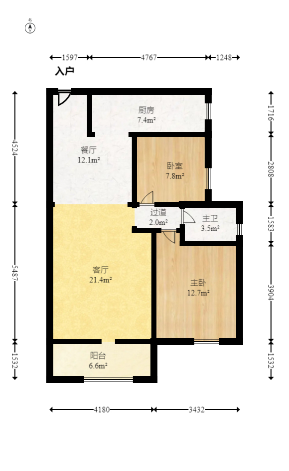 好望谷  2室2厅1卫   50.50万室内图1