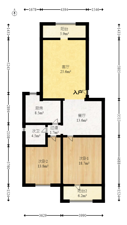 天翔新新家园  2室2厅1卫   65.00万室内图1
