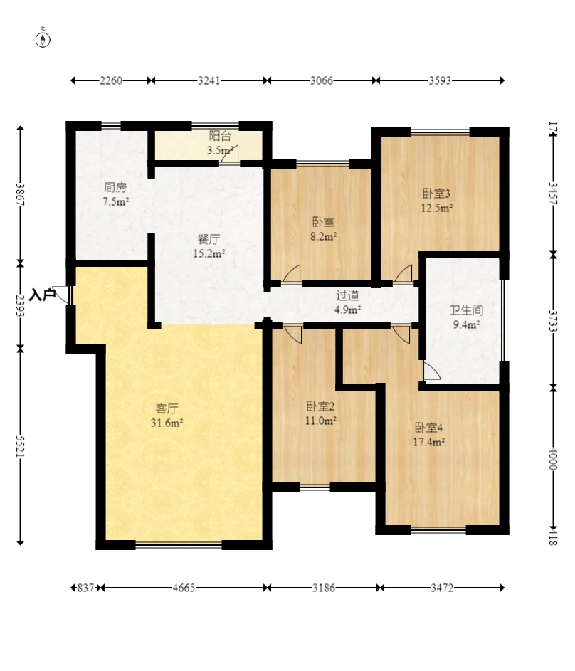 奥克斯缔壹城 4室2厅2卫 146.0万 奥克斯缔壹城 4室2厅2卫 146.0万户型图