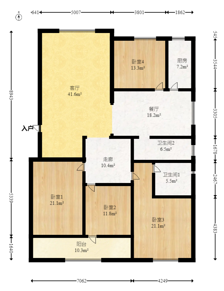 洞井商贸城  4室2厅2卫   94.80万室内图1