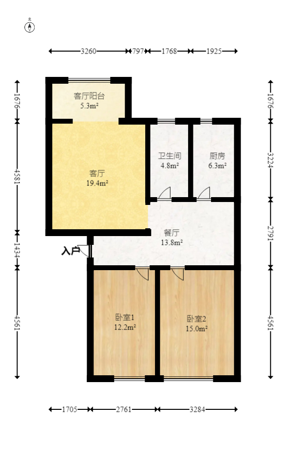 和庄  2室2厅1卫   59.90万室内图1