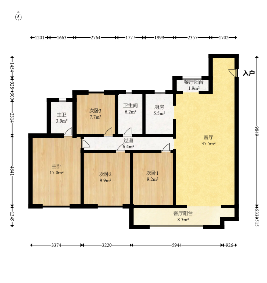 旭辉美的东樾城  4室2厅2卫    115.0万 旭辉美的东樾城  4室2厅2卫    115.0万户型图