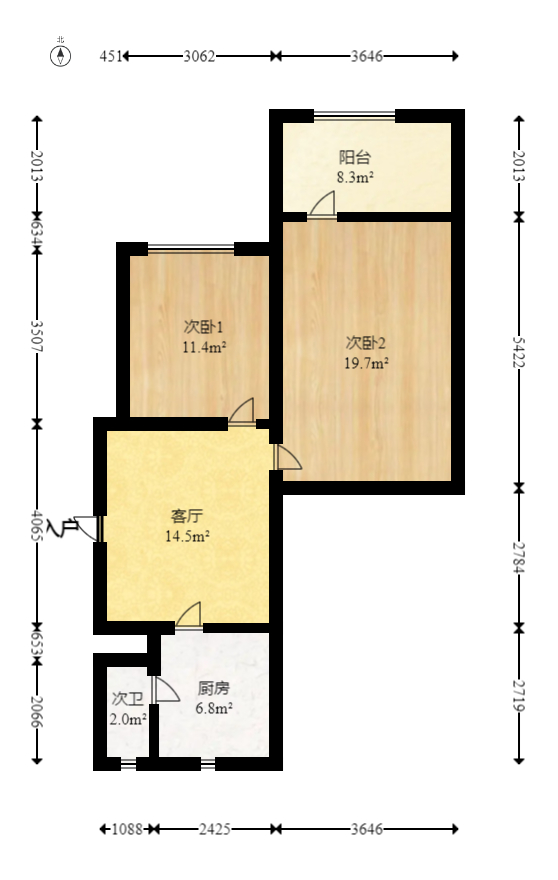 工农新村（工农桥社区）  2室1厅1卫   60.00万室内图1
