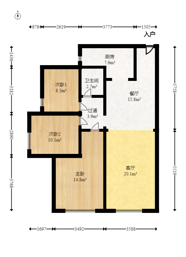 华润凤凰城三期  3室2厅1卫    78.8万室内图1