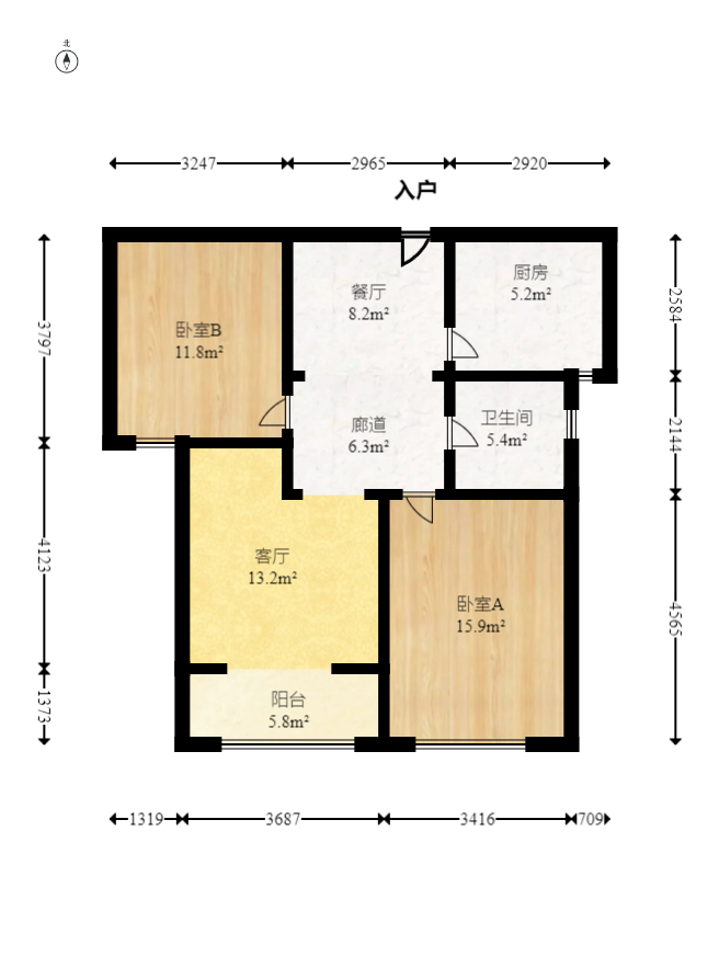 中建麓山和苑  2室2厅1卫   61.00万室内图1