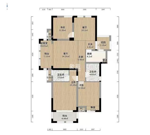 泰山公馆  3室2厅2卫    64.0万