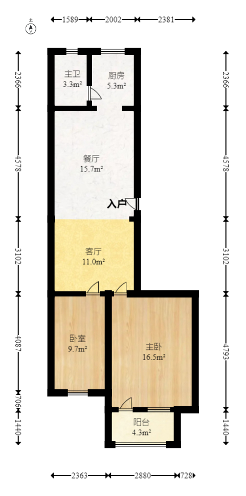 戥子桥散盘  2室1厅1卫   41.80万室内图1