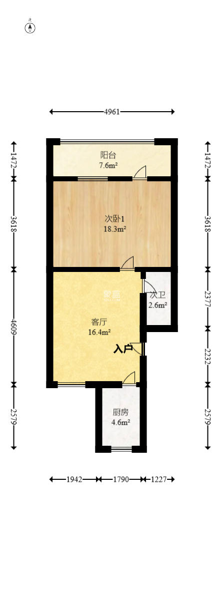 长坡社区  1室1厅1卫    32.0万室内图1