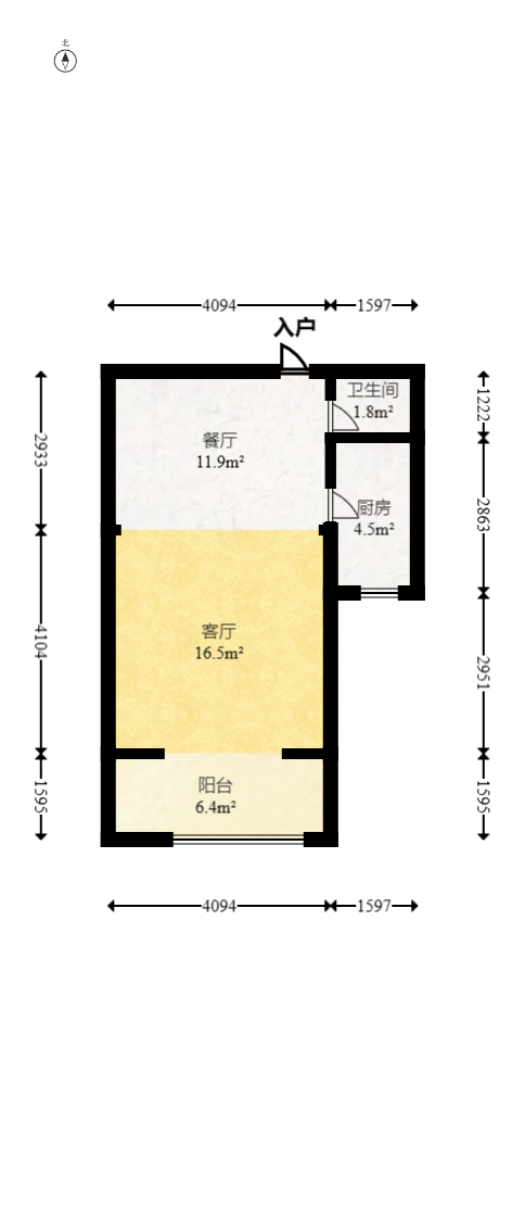 佳美星城  1室1厅1卫   35.00万室内图1