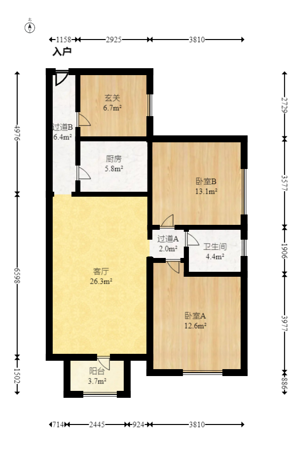 才子佳苑一期/二期  3室2厅1卫   88.00万室内图1