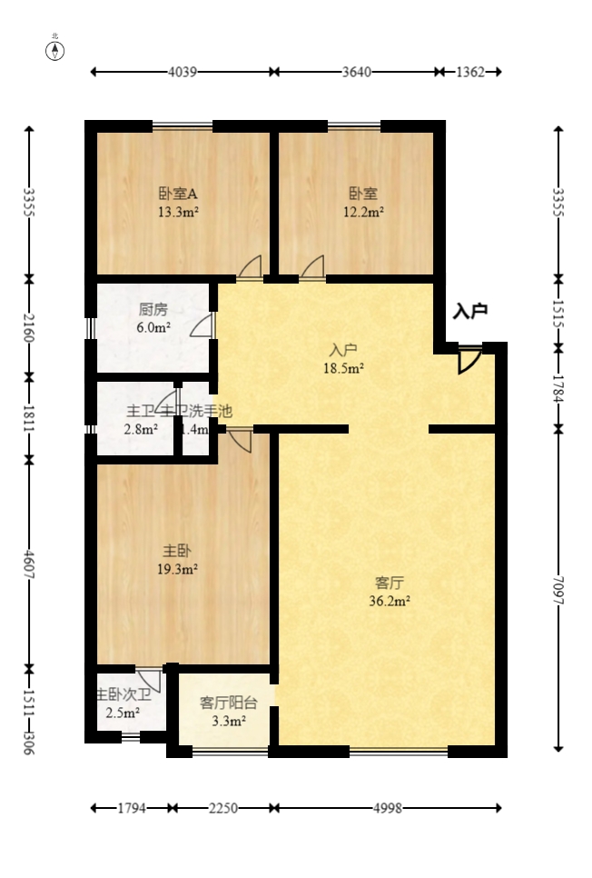 欣安小区  3室2厅2卫   61.50万室内图1