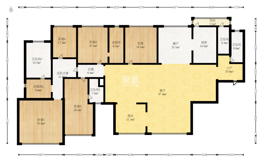 恒大华府  5室3厅4卫   700.00万