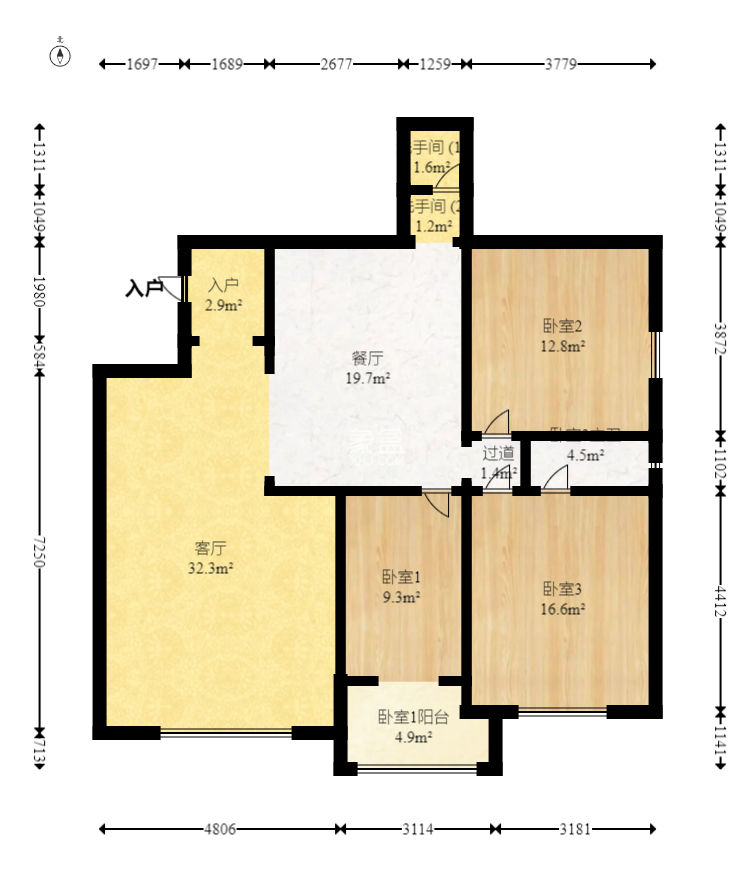 三重星都心  3室2厅1卫   151.00万