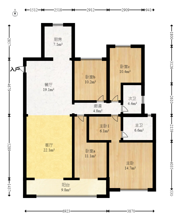 南山梅溪一方  4室2厅2卫   190.00万室内图1