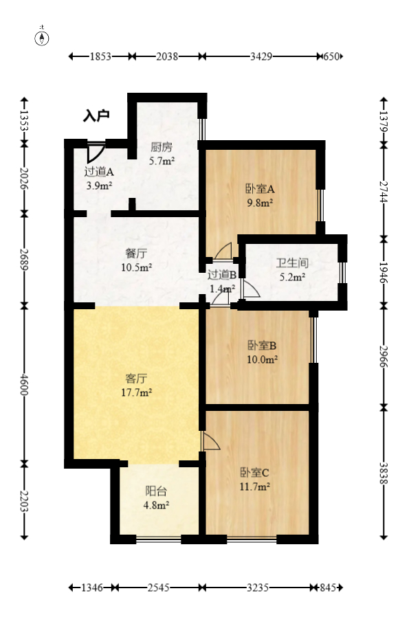 匯金城/嘉華城（二期、三期）  3室2廳1衛(wèi)    122.8萬室內(nèi)圖1