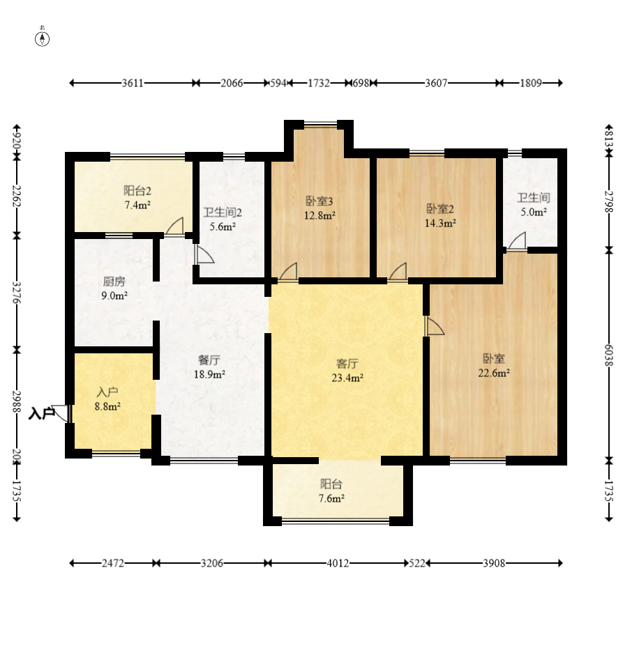 爵士湘  3室2厅1卫    90.0万室内图1
