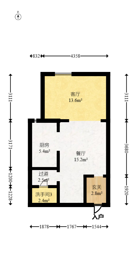 加加大街（华景苑）  2室2厅1卫   55.00万室内图1