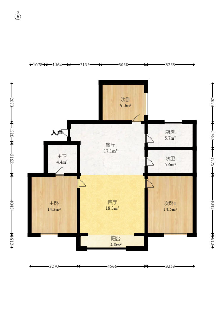 电力明园  3室2厅2卫   166.00万