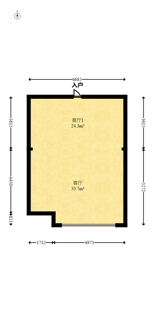 京武浪琴山三期（京武中心）  1室1厅1卫   88.00万室内图1