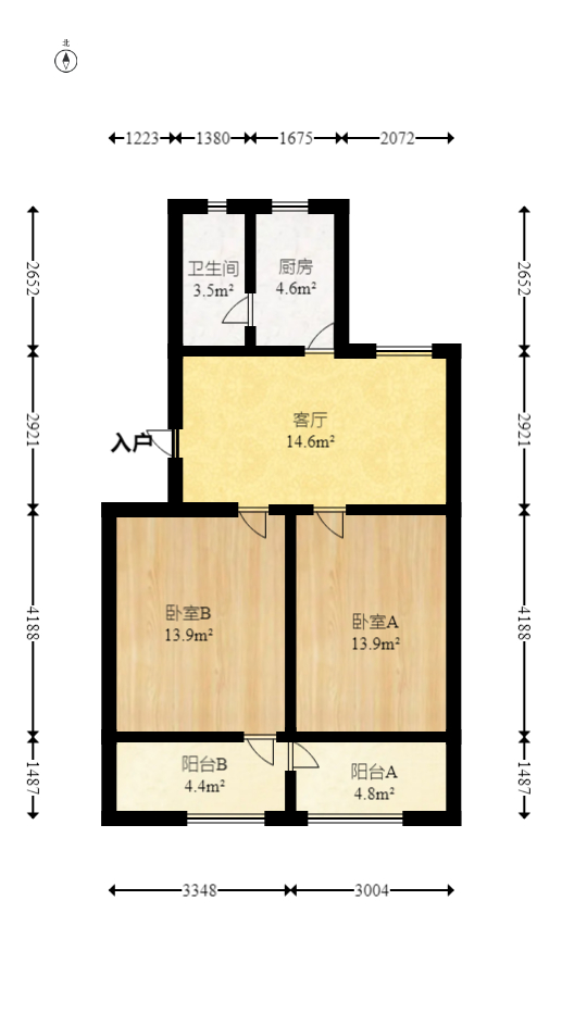湘民庭院（二百七十六号庭院）  2室1厅1卫    57.98万室内图1