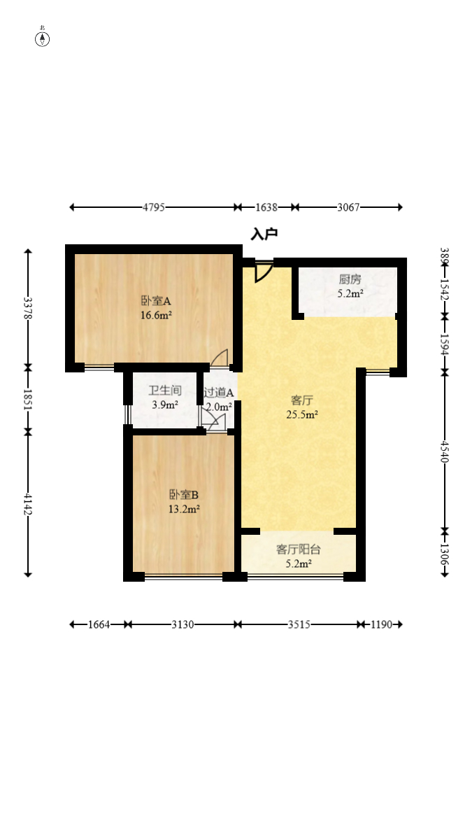 钰龙天下二期（钰龙佳园）  2室2厅1卫   218.00万室内图1