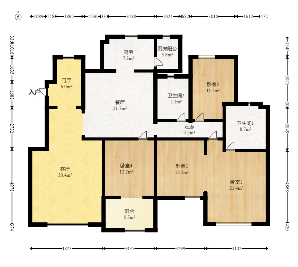 奥林匹克花园  6室2厅3卫   255.00万室内图1