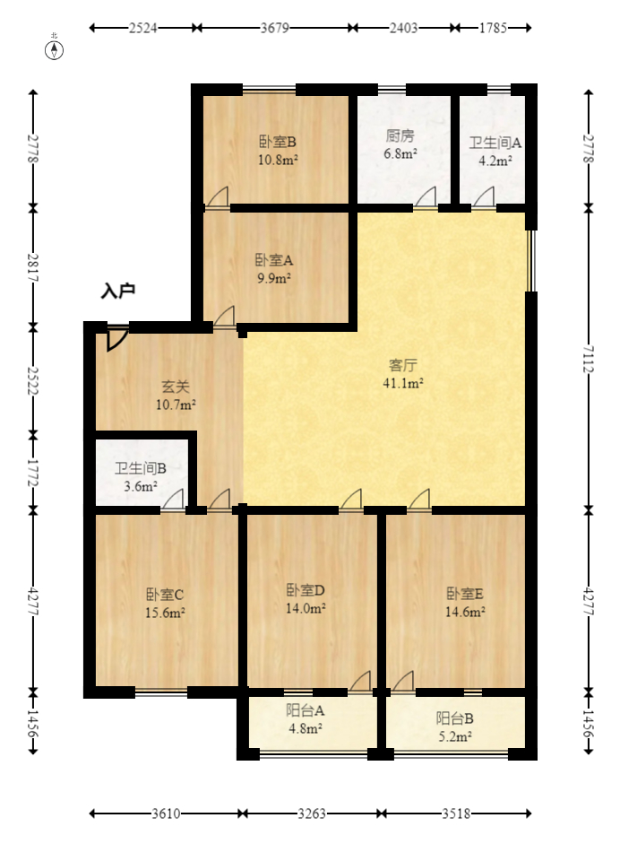 东兴园公寓  4室2厅2卫   86.00万室内图1