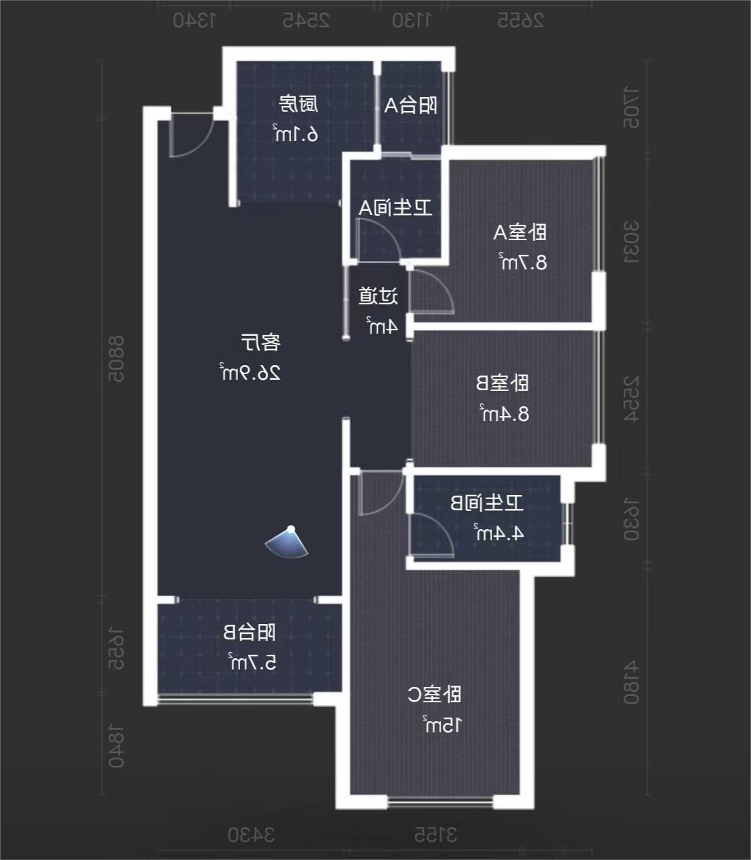 湘银星城  3室2厅2卫   76.80万