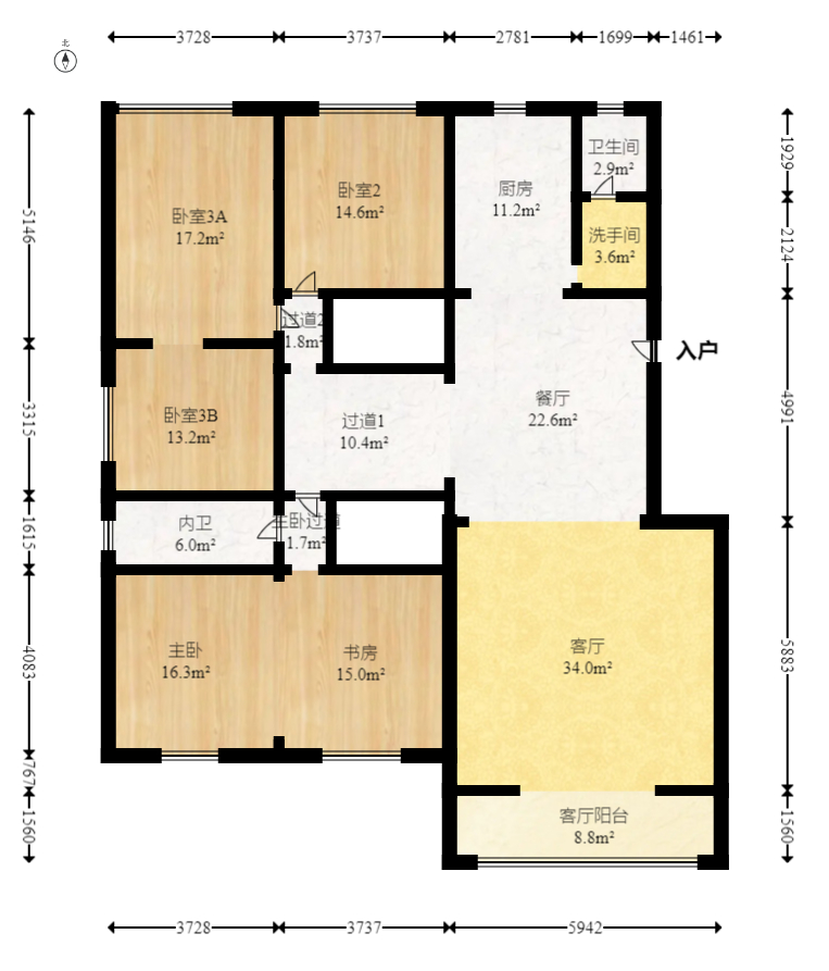 腾达家园（市交通局职工宿舍）  3室2厅2卫   180.00万室内图1
