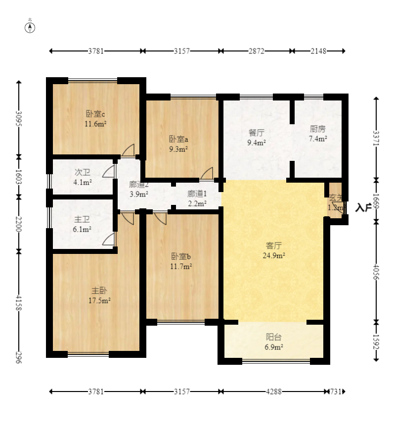 中冶中央公园  4室2厅2卫    145.0万室内图1