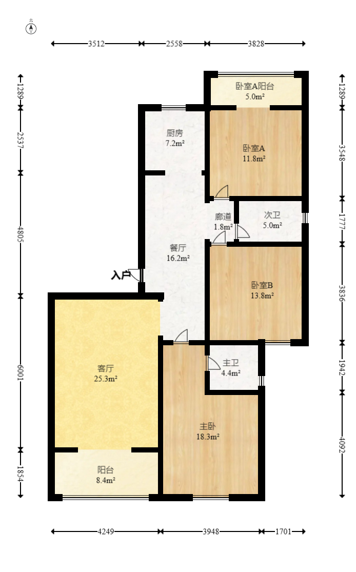 中建麓山和苑  3室2厅1卫   79.00万室内图1