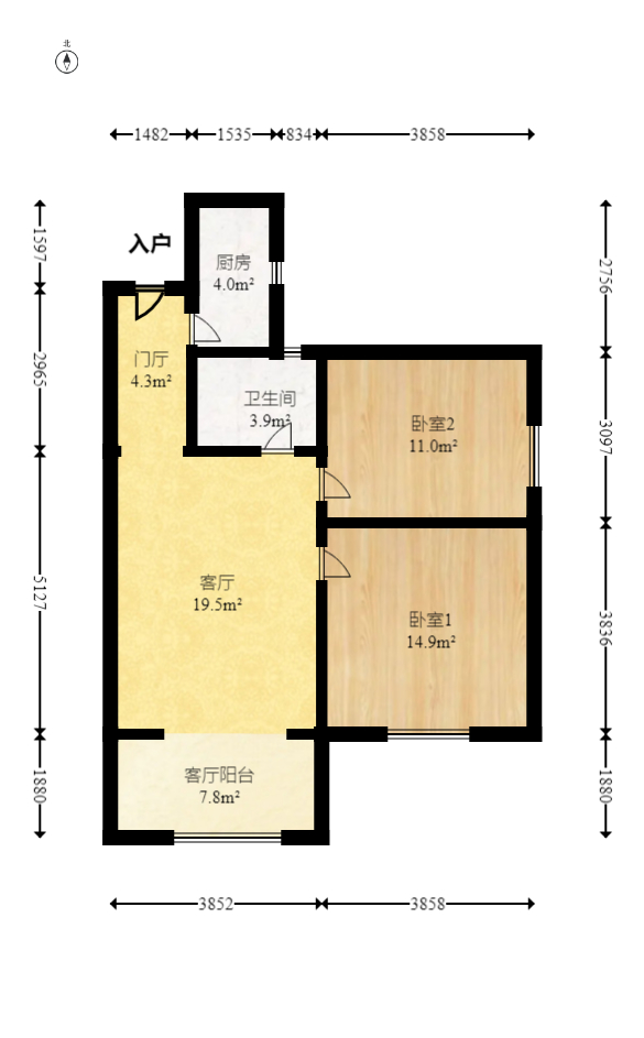 和庄 2室2厅1卫 65.0万 和庄 2室2厅1卫 65.0万户型图