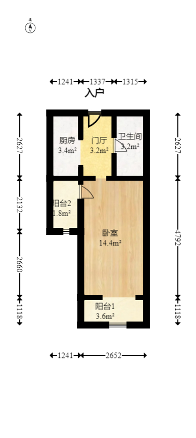 中建信和城  1室1厅1卫   47.80万室内图1
