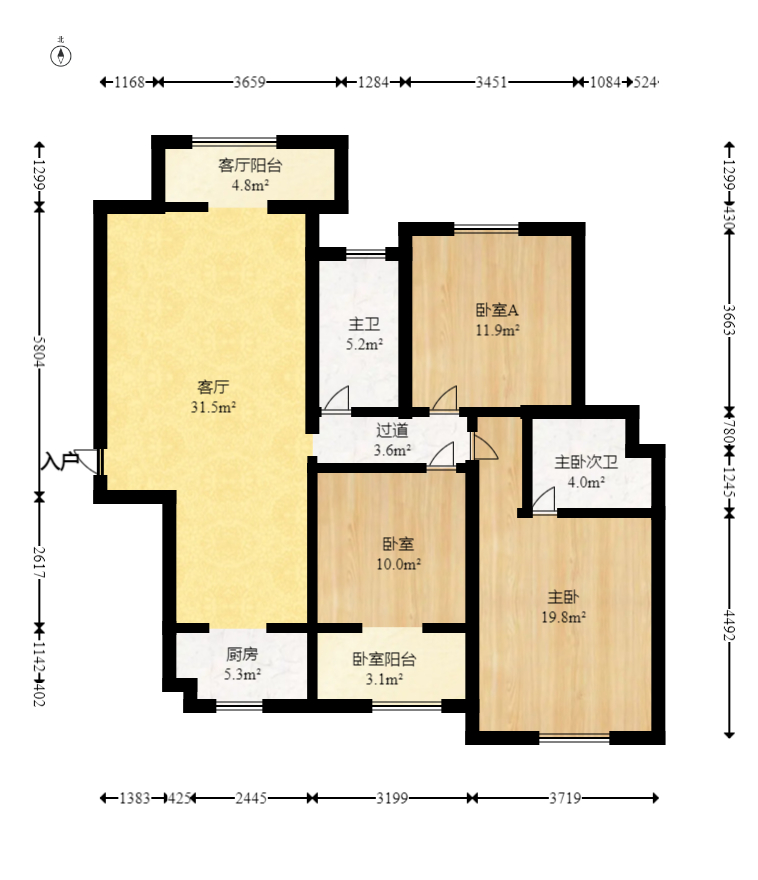 恒广国际景园一二区 3室2厅2卫 110.0万 恒广国际景园一二区 3室2厅2卫 110.0万户型图