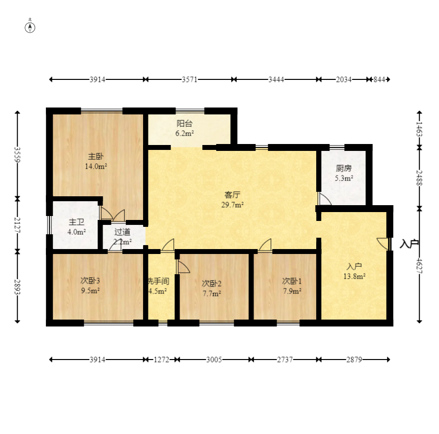 湖湾世景  4室2厅2卫    78.0万室内图1